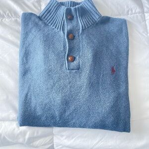 Ralph Lauren Blue Mock Button up sweater